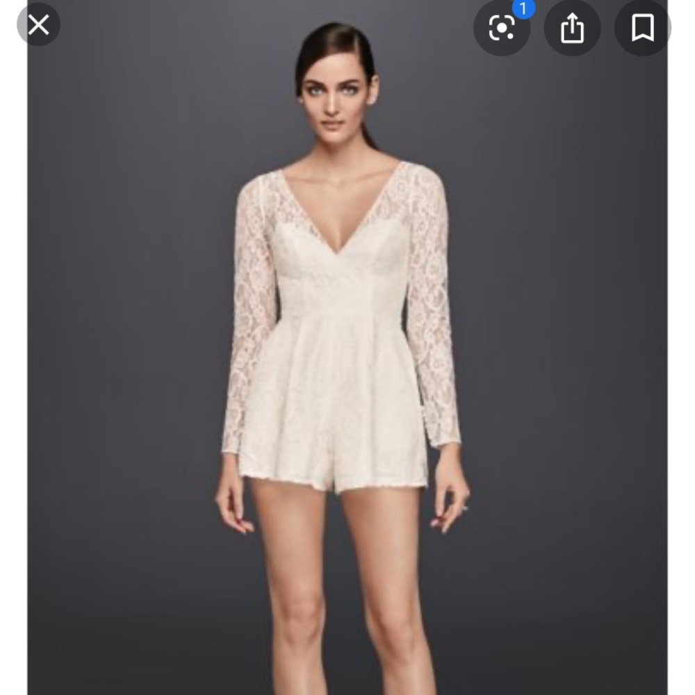 David’s Bridal Ivory Romper